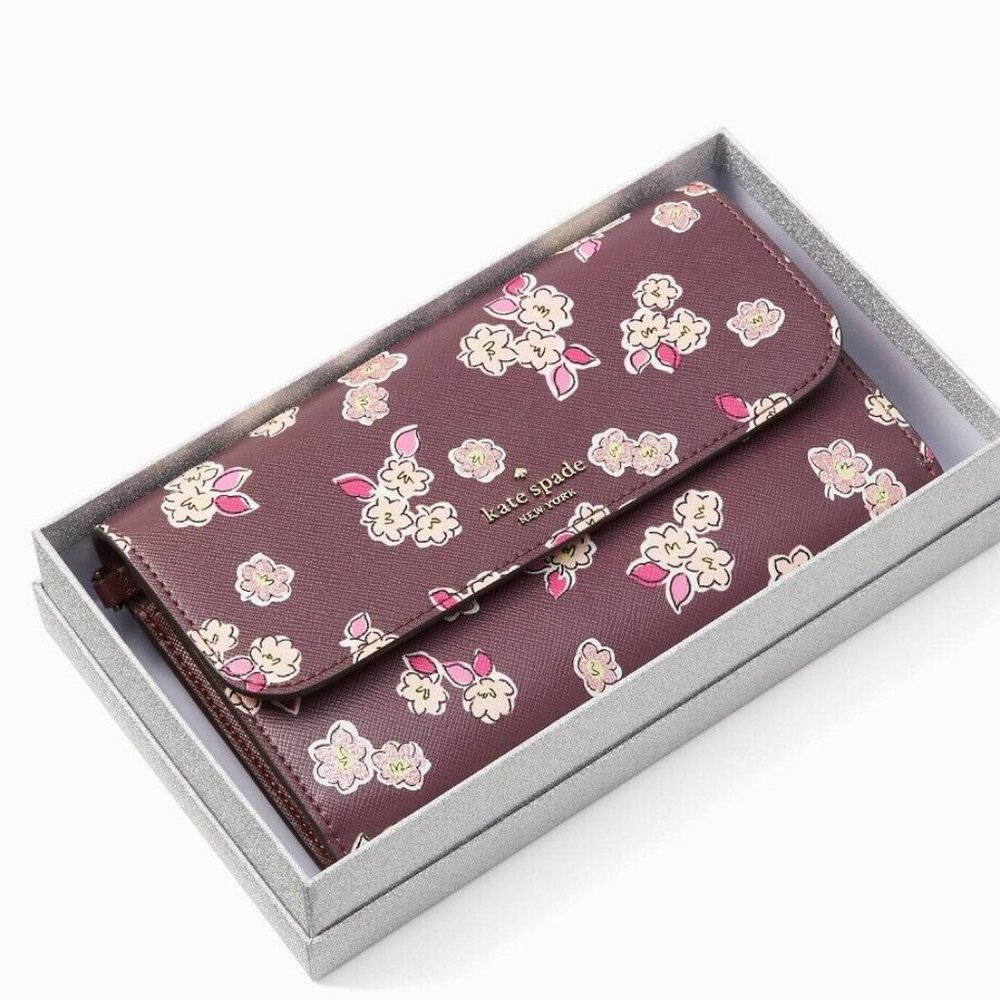 Kate Spade Women Large Continental Wallet Deep Berry Multi, NWT - Picture 3 of 7